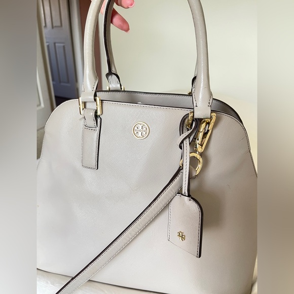 Tory Burch Gray Dome Satchel with Gold Hardware - Picture 2 of 7